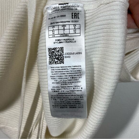 Guess  Women’s Size Large White Sydney Ribbed Sleeveless Sweater Lace Up Placket - Picture 9 of 12